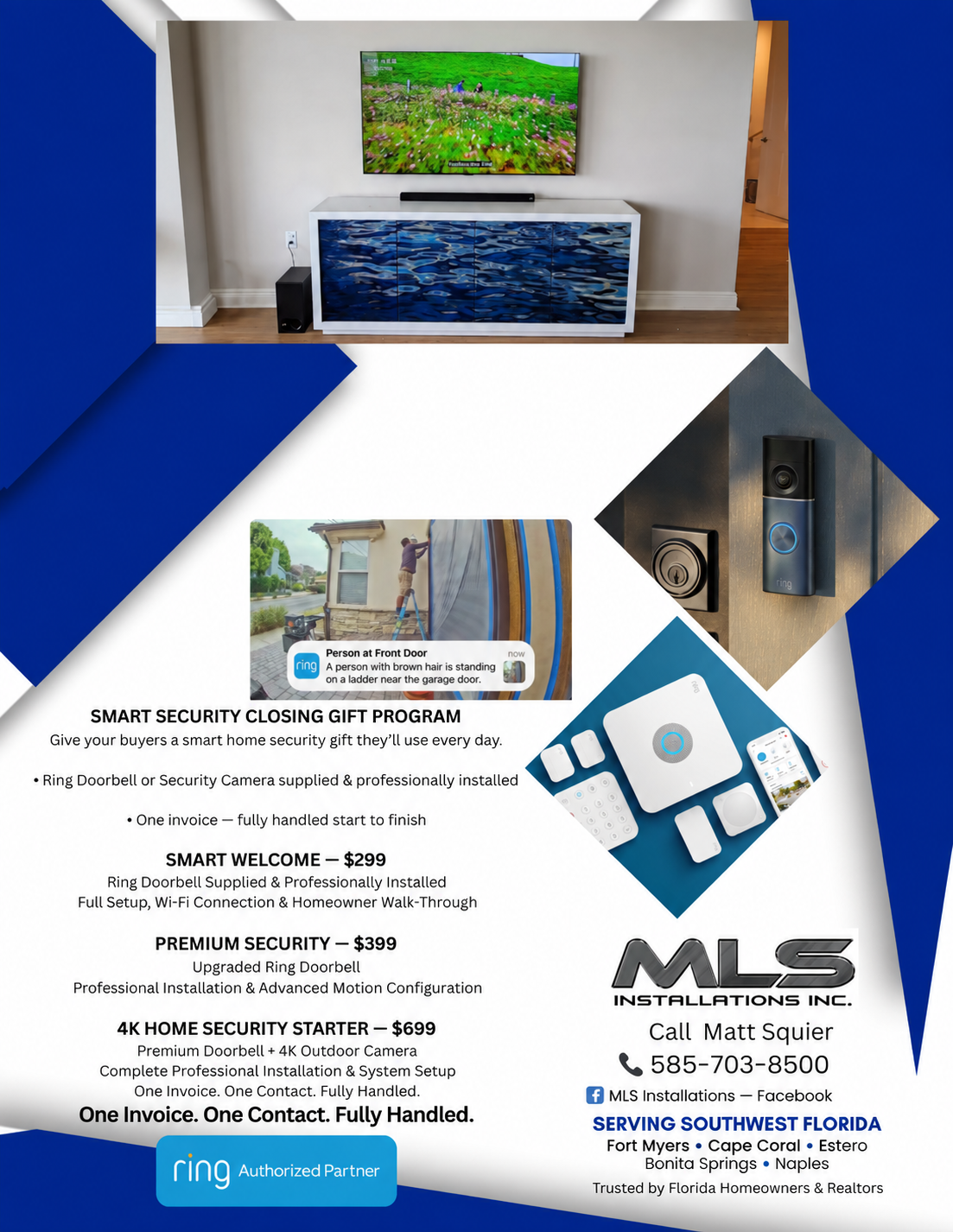 MLS Installations Ring smart-security closing gift flyer for Southwest Florida Realtors